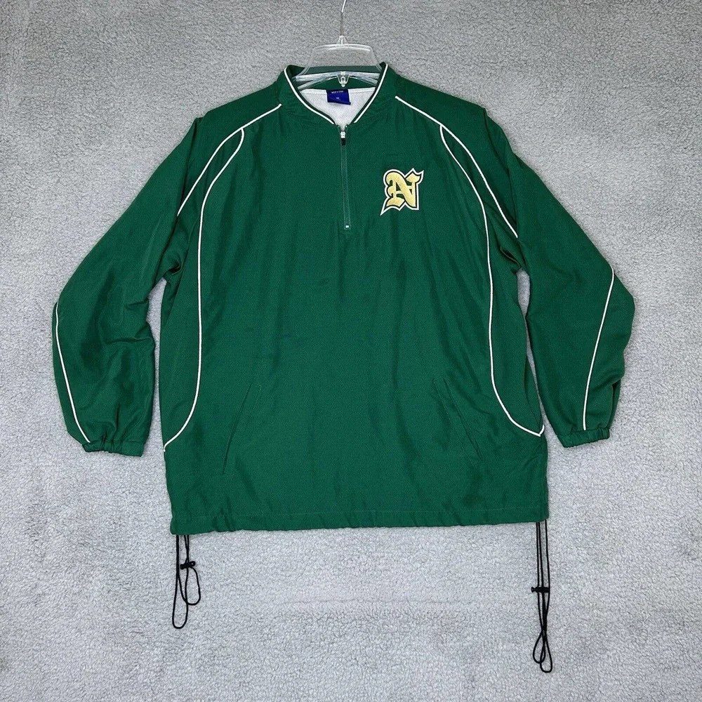Mizuno Track Jacket Mens XL Green Running 1/4‎ Zip Lined Pockets Vented Back